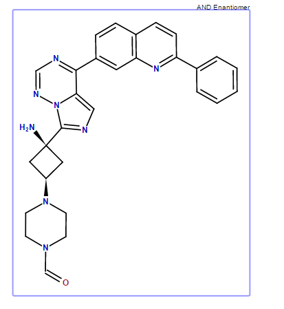 4-[cis-3-[4-Amino-4-(2-phenyl-7-quinolinyl)imidazo-[5,1-F]triazin-7-yl]cyclobutyl-1-piperazine carboxaldehyde