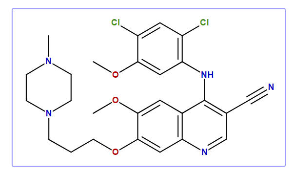 4-[2,4-dichloro-5-methoxyphenylamino]-6-methoxy-7-[3-(4-methyl-1-piperazin-1-yl)propoxy]-quinoline-3-carbonitrile