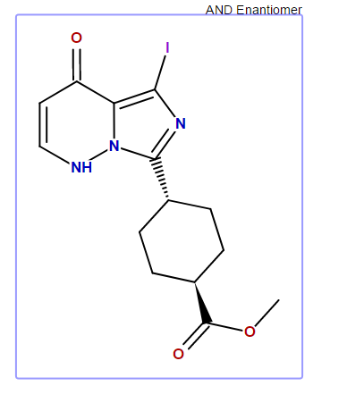 trans 4-(1,4-Dihydro-5-iodo-4-oxoimidazo[5,1-f][1,2,]triazin-7-yl)cyclohexanecarboxylic acid methyl ester